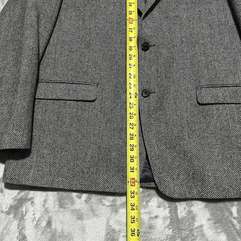 Lauren Ralph Lauren Tweed Herringbone Sport Coat Blazer Mens 48L Gray Classic